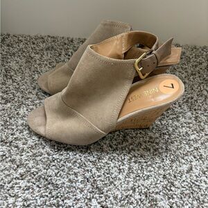Nine West Beige Wedge Sandals
